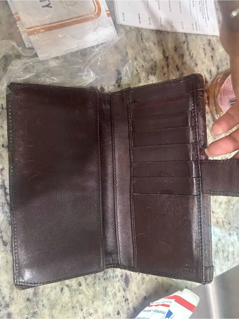 Gucci Dark Brown Embossed GG Leather Continental Wallet with COA - Picture 4 of 4